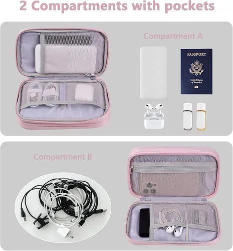 Vista 3 de Tech Organizer - Estuche de transporte de viaje, bolsa de cables, accesorios de organización y almacenamiento, cables electrónicos, cargador