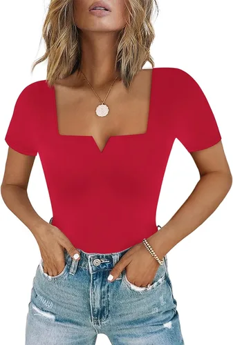 Vista 15 de Chunpin Body de manga larga para mujer, cuello cuadrado, muesca, cuello en V, traje de cuerpo de doble forro para salir, trajes de tanga Slim Fit