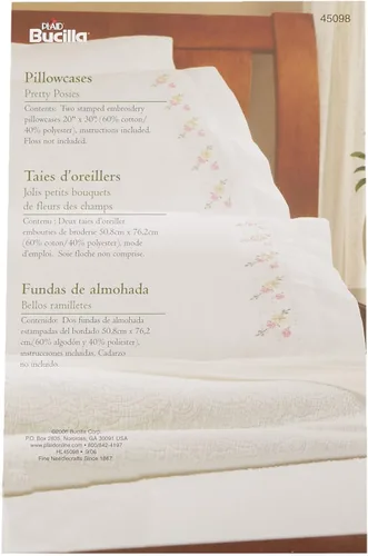 Vista 8 de Bucilla Par de fundas para almohada bordadas, 20 x 30 pulgadas, 45076 Mariposas en vuelo