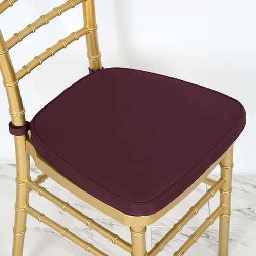 Vista 17 de Efavormart Cojín de 2" de espesor para silla Chiavari en negro, cojín de asiento de espuma con efecto memoria con lazos y funda extraíble