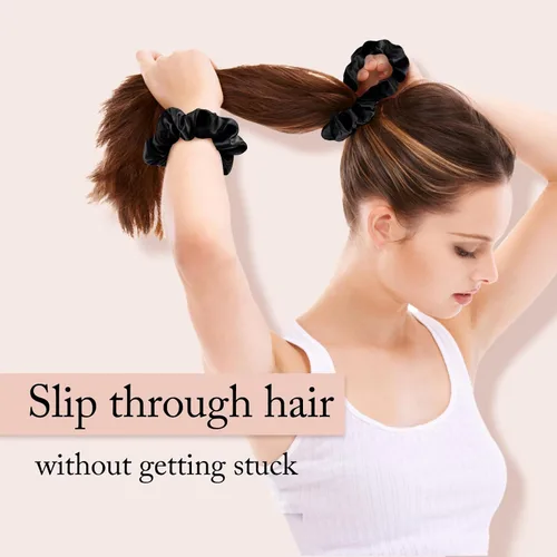 Vista 4 de OLESILK 100% Seda de Mora de Mulberry - Scrunchies para el cabello al dormir, ligas de seda para mujeres y niñas para cabello rizado y dañado, sin