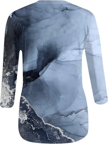 Vista 4 de Tops elegantes para mujer, estampado de moda para otoño e invierno, casual, cuello redondo, estampado de manga larga