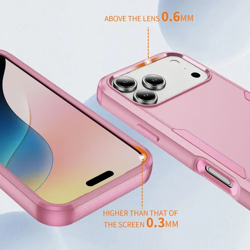 Vista 4 de Funda protectora para iPhone 17 Pro Max, tres capas, resistente, a prueba de golpes, a prueba de caídas, con armadura de goma de cuerpo completo