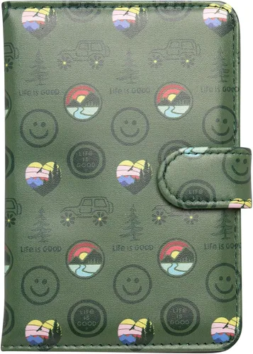Vista 12 de Life is Good Travel Passport Cover - Anti-Theft Passport Holder Wallet with Interior Card Slots with Magnetic Snap Closure, Gone Fishing
