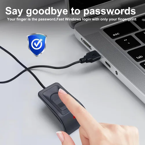Vista 5 de Lector de huellas dactilares USB JIAN BOLAND para Windows Windows Hello & 10/11, instalación automática del controlador, cable de 5 pies, inicio