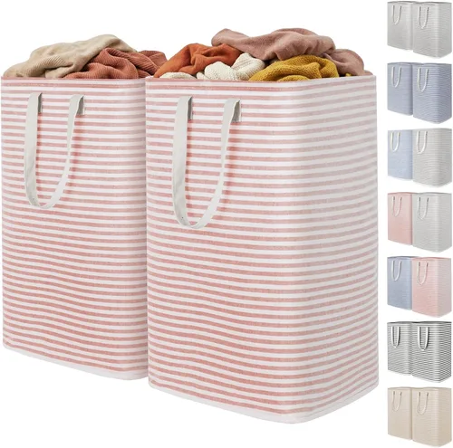 Vista 43 de Lifewit 75L x 2 Pack Collapsible Laundry Hamper Large,Tall Foldable Dirty Clothes Baskets Waterproof, Freestanding Double Bags with Easy Carry