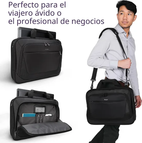 Vista 3 de Targus CityLite Maletín para portátil con bandolera y mensajero para laptop de 15.6 pulgadas, Negro (TBT053US)