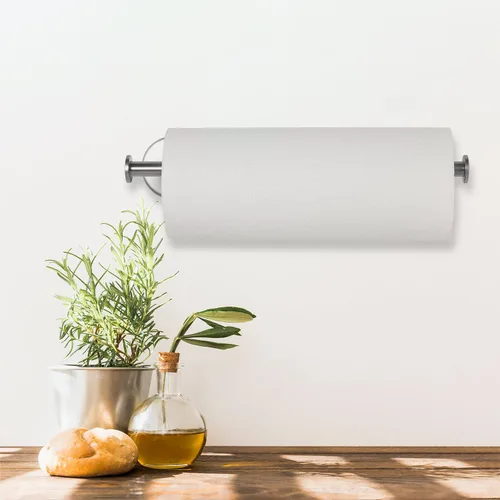 Vista 3 de Soporte de pared para toallas de papel, soporte para toallas de papel para debajo del gabinete, antioxidante, se monta en pared o gabinete, vertical