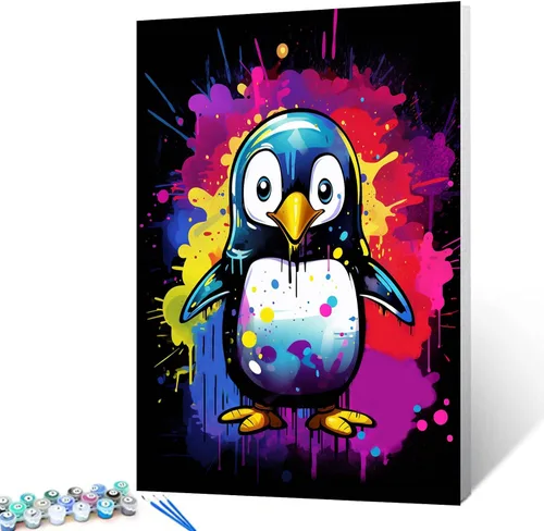 Vista 21 de Tucocoo Kit de pintura por números de lobo colorido, lienzo de 16 x 20 pulgadas, pintura al óleo digital para adultos con pinceles y pigmento Obras