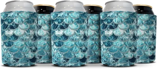 Vista 4 de WIRESTER Fundas enfriadoras de latas para bebidas de soda y cerveza, paquete de 6 – tortuga marina del océano