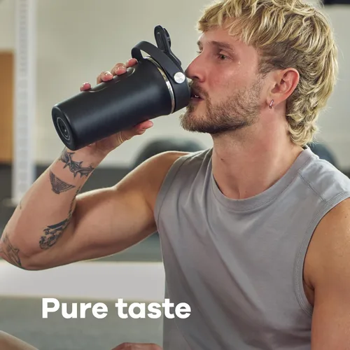 Vista 6 de Hydro Flask Botella agitadora – Botella de gimnasio de acero inoxidable aislada para preentrenamiento y proteína 24 onzas Agave Verde