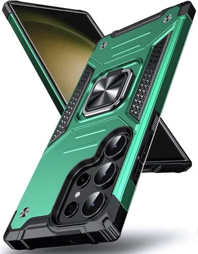Vista 59 de DASFOND Diseñada para funda Galaxy S8 con soporte, anillo metálico giratorio mejorado de 360°, soporte kickstand de grado militar, resistente a