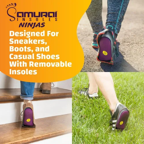Vista 6 de Samurai Plantillas Ninjas con soporte para arco para zapatos, fascitis plantar, pies planos, alivio de espinillas para mujeres y hombres, alivio