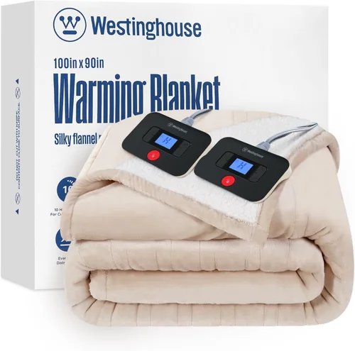 Vista 42 de Manta eléctrica con calefacción Westinghouse, manta eléctrica con 6 niveles de calefacción y configuración de tiempo de 2-10 horas, manta eléctrica