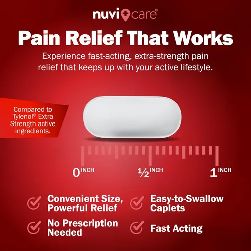Vista 6 de NUVICARE Acetaminofén 500mg Extra Fuerte Alivio del Dolor - Comparable con Tylenol Extra Fuerte Alivio del Dolor y Reductor de Fiebre - Tabletas