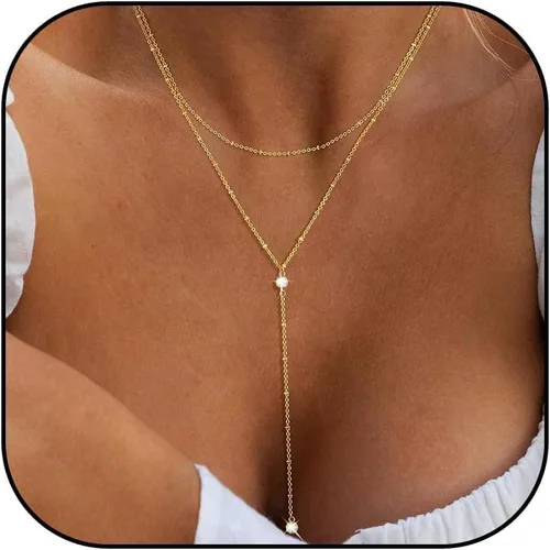 Vista 11 de Harry and Henry Collar de oro para mujer, collar de gargantilla de oro delicado para mujer, cadena larga de serpiente torcida, collares en Y R1