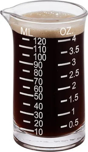 Vista 11 de Ackers - Vaso medidor de vidrio de 4 onzas, vaso de chupito de borosilicato con boquilla en forma de V, línea negra