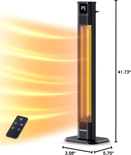 Vista 9 de VAGKRI Calentadores al Aire Libre, Calentadores de Carbono Infrarrojos para Patio con Control Remoto de 1s, 9 Niveles de Calor, Temporizador de 24H