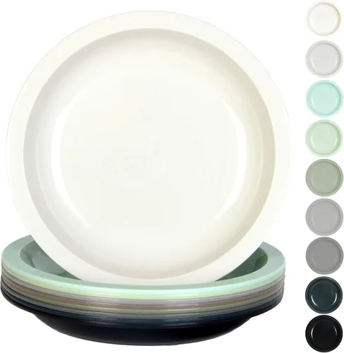 Vista 5 de Youngever Platos de plástico de 7.5 pulgadas, tamaño pequeño para niños, platos para niños, platos para aperitivos, juego de 9 (colores costeros)