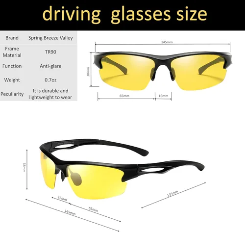 Vista 5 de Lentes de conducción nocturna para hombres y mujeres, lentes de visión nocturna para conducir con lentes polarizados amarillos, marco TR90