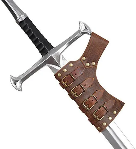 Vista 2 de Cinturón medieval de cuero de rana con hebilla ajustable para fiesta temática, accesorios de disfraces