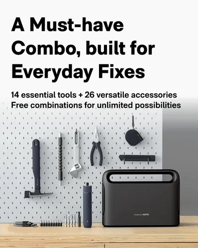 Vista 13 de HOTO 40-Piece Tool Kit, Household Essentials Tool Set w/Smart Electric Screwdriver (LED, 3 Torque) + 14 Tools & 26 Accessories Including Allen