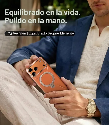 Vista 2 de TORRAS Q3 VegSkin - Funda de piel para iPhone 17 Pro Max, soporte magnético de 360 grados, compatible con MagSafe, control de cámara, a prueba