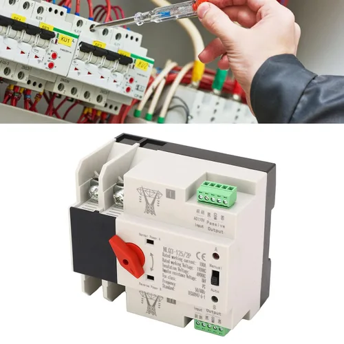 Vista 5 de Hilitand AC110V 100A Interruptor de transferencia automática de energía 2P ATS Generador Cambio 1.378 in Montaje en carril