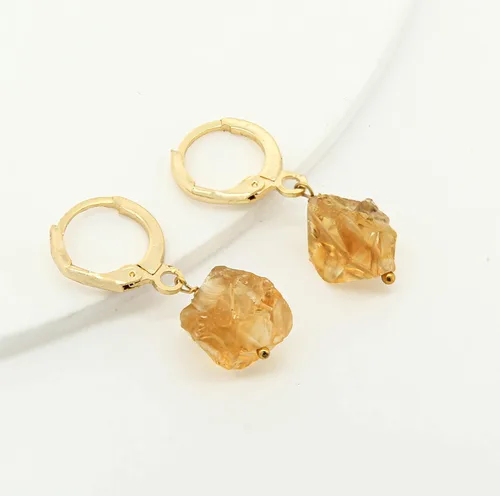 Vista 44 de Gempires Handmade Gemstone Hoop Earrings Raw Crystal Dangle Jewelry Hypoallergenic Gold Plated Lightweight Elegant Jewelry Gifts For Women