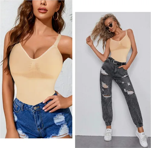 Vista 6 de Irisnaya Body sin costuras para las mujeres Shapewear Control de la barriga adelgazante cuerpo shaper cintura entrenador mono espaguetis sujetador