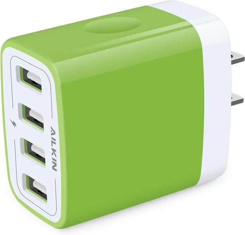 Vista 11 de Cargador de pared, adaptador de cargador USB, estación de carga rápida AILKIN 4.8A, 4 puertos múltiples, bloque de base de alimentación, enchufe