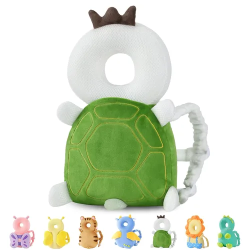 Vista 27 de JunNeng - Mochila protectora de cabeza de bebé para caminar y gatear, pingüino blanco Protector de cabeza suave, transpirable, ajustable