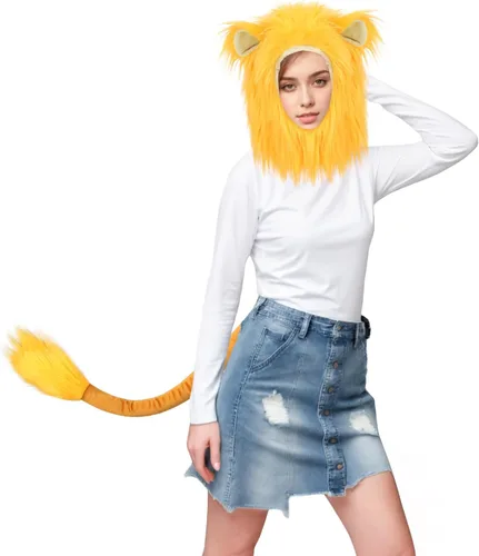 Vista 7 de Máscara de cabeza de león de Halloween, máscara realista de cabeza completa, máscara de cosplay, disfraz de animal para mascarada, carnaval