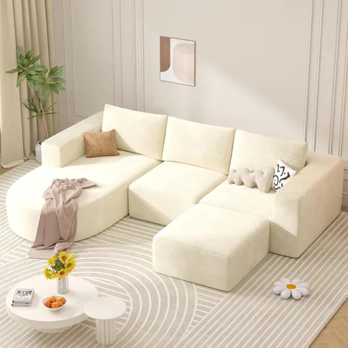 Vista 16 de Sofá cama modular, sofás de nube convertibles para sala de estar, 2 tumbonas de pana sin hueso, sofá cama de gran tamaño para dormitorio,