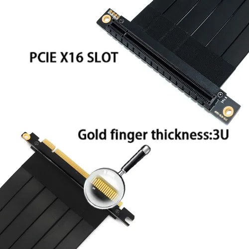 Vista 5 de PCI-E Cable de extensión pci Cable de extensión 16x pcie Riser (pcie Extender 90 grados 7.9 in)pcie Riser Cable