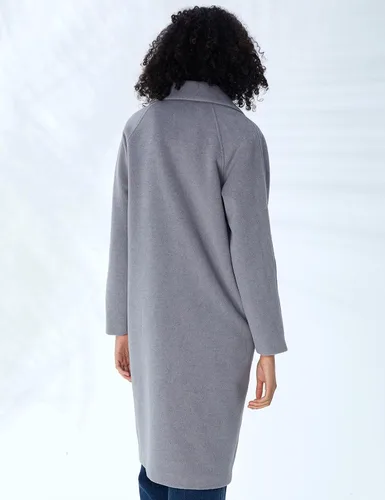 Vista 5 de Abrigo largo básico en forma de H con solapa casual para mujer de invierno