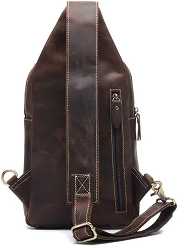Vista 2 de Guimiaray Bolso bandolera grande de cuero de caballo loco de los hombres de la vendimia capacidad multifunción bolso cruzado casual 0198, Marrón