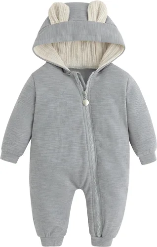 Vista 72 de Simplee Kids Enterizo con diseño de conejo de Pascua con capucha, para bebé, overol con cremallera y orejas largas