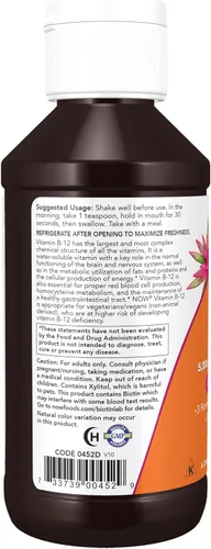 Vista 3 de NOW Suplementos, Ultra B-12, líquido, 800 mcg de ácido fólico, producción de energía celular*, 4 onzas