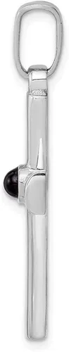 Vista 2 de Plata de ley rodiada Onyx Cruz colgante 1.181in 0.780in estilo QC9373