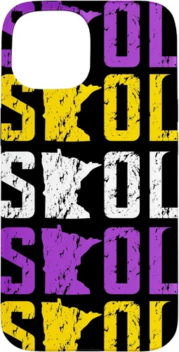 Vista 6 de Funda para iPhone 13 Pro Max SKOL envejecido vikingo vintage morado y amarillo sobre negro