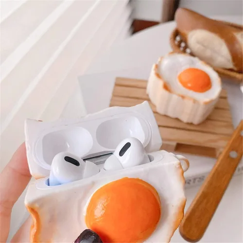 Vista 3 de UnnFiko Funda para Airpods Pro, funda protectora de silicona suave de dibujos animados 3D, linda funda creativa de carga para Airpods Pro con Z Huevo