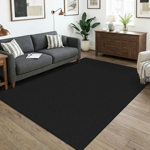 Vista 140 de KOZYFLY - Tapete para puerta de interior, lavable, pequeña, antideslizante, con respaldo de goma, felpudo de algodón para el hogar, color negro