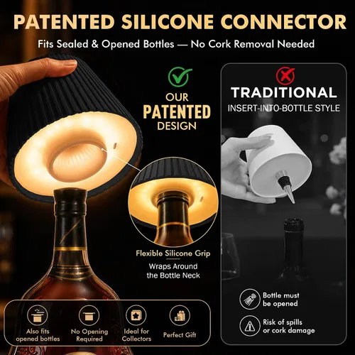 Vista 4 de WILIT Pantallas Inalámbricas para Luces de Botellas de Licor, Lámpara de Mesa Inalámbrica de 3 Niveles de Brillo, Decoración de Mesa para Sala