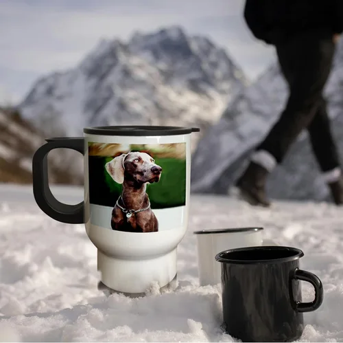 Vista 3 de 3dRose Weimaraner - Taza de viaje, 14 onzas, acero inoxidable