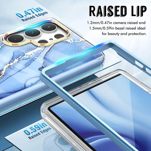 Vista 4 de Funda para Samsung Galaxy S23 Ultra con parachoques [sin protector de pantalla] + protector de cámara, TPU a prueba de golpes, protección de 360°