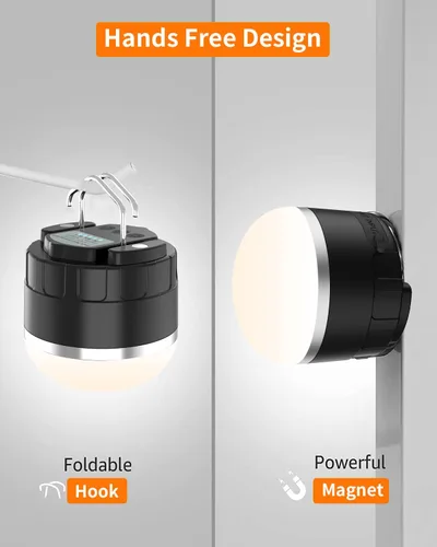 Vista 6 de Linterna LED recargable para campamento, 1000 lúmenes, luz súper brillante para tienda de campaña con batería de 4000 mAh, hasta 110 horas de tiempo