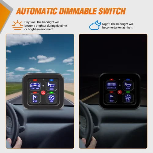 Vista 3 de Nilight Sistema de relé de control de circuito azul 12V 24V del panel