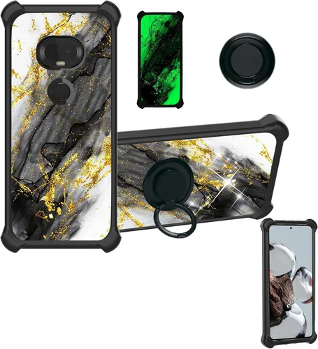 Vista 26 de Aroepurt Cricket Ovation 2 - Funda compatible con AT&T Maestro Max (2021) [PC duro + silicona suave] [purpurina dorada + luminosa] JSH-HDL
