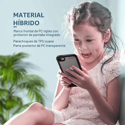 Vista 6 de ULAK Funda compatible con iPod Touch de 7ª/6ª/5ª generación con 2 protectores de pantalla HD, resistente a los golpes, 2 en 1, cubierta trasera Negro